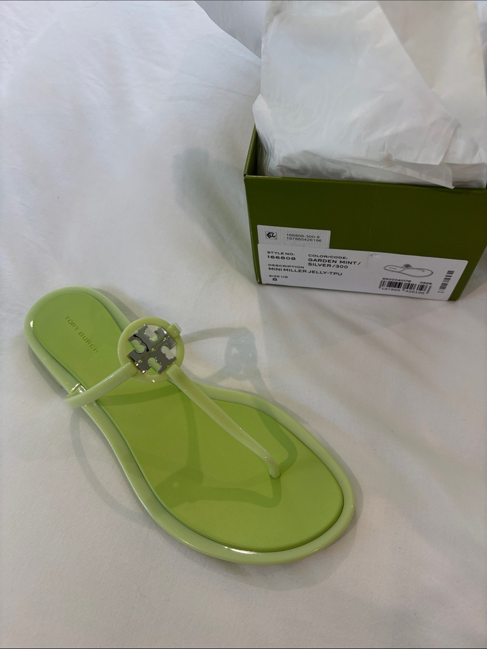 Tory Burch Lime Green Miller Jelly Thong Sandal